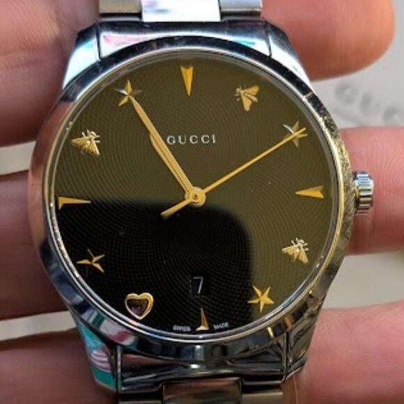 GUCCI Unisex G- Timeless Black Dial Steel Watch 38mm - Picture 1 of 13